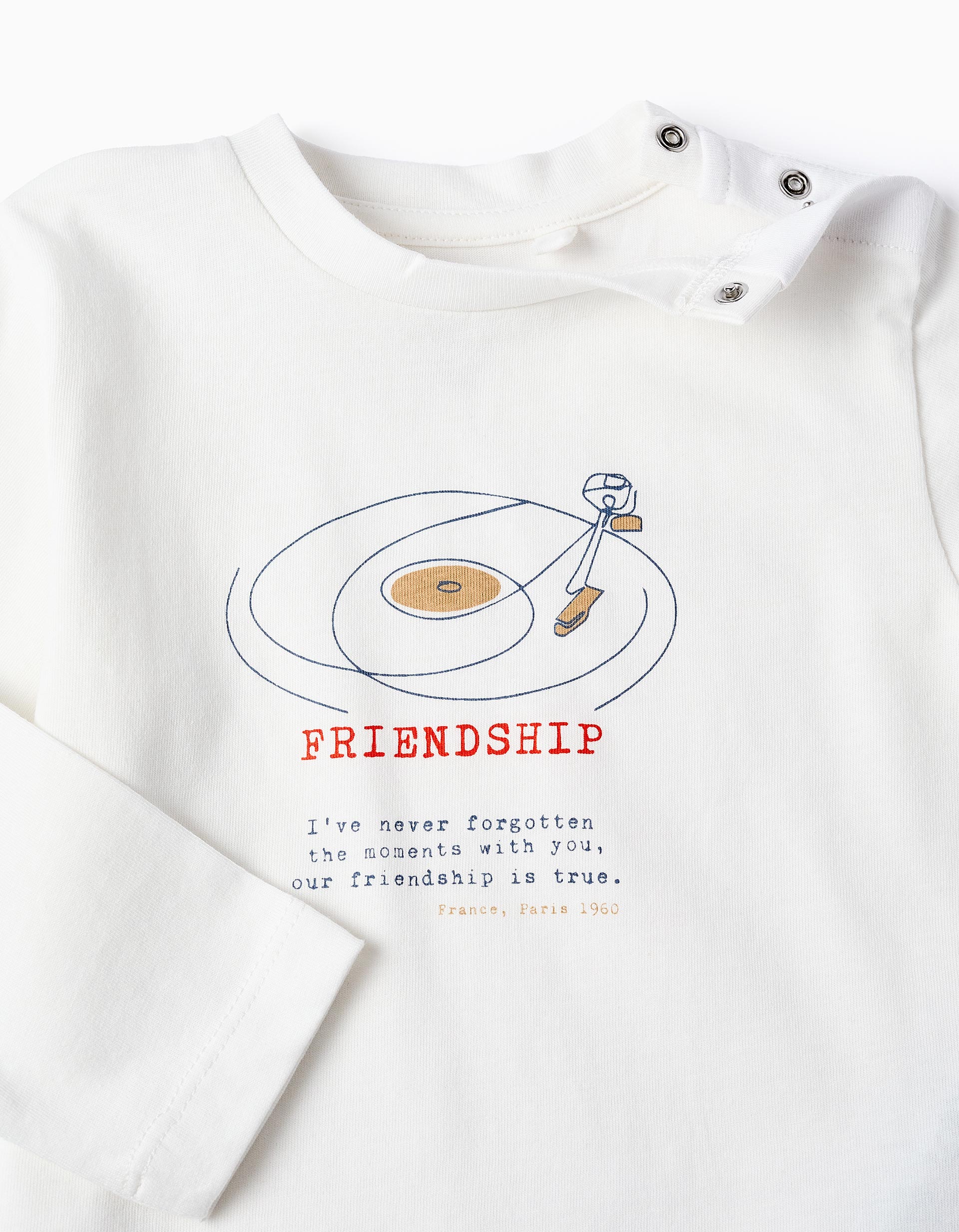 Long-sleeved T-shirt for Baby Boys 'Friendship', White