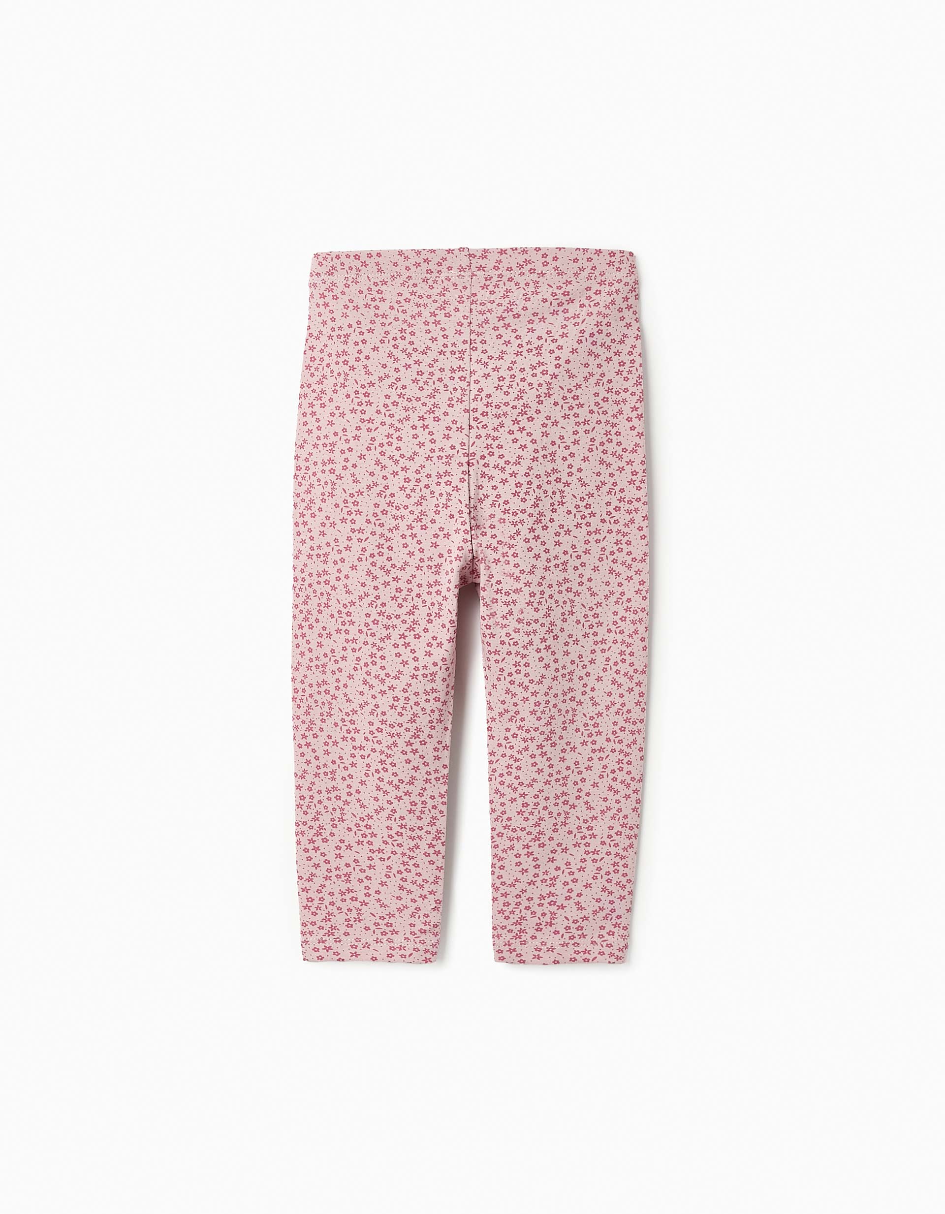 2 Cotton Leggings for Baby Girls, Pink/Floral