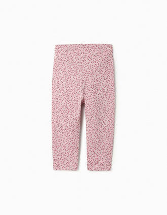 2 Leggings de Algodão para Bebé Menina, Rosa/Floral