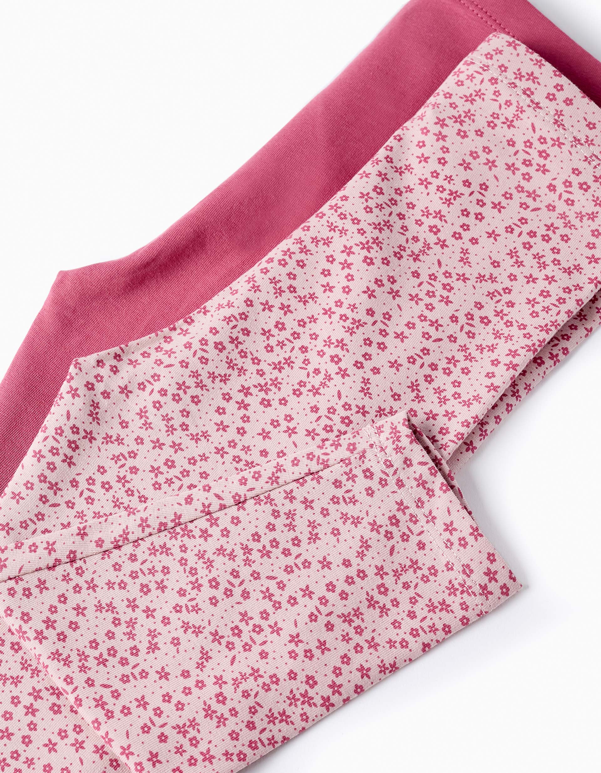 2 Cotton Leggings for Baby Girls, Pink/Floral