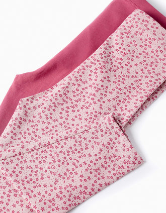 2 Leggings de Algodão para Bebé Menina, Rosa/Floral