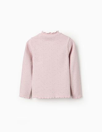 Camiseta Floral de Manga Larga para Niña, Rosa