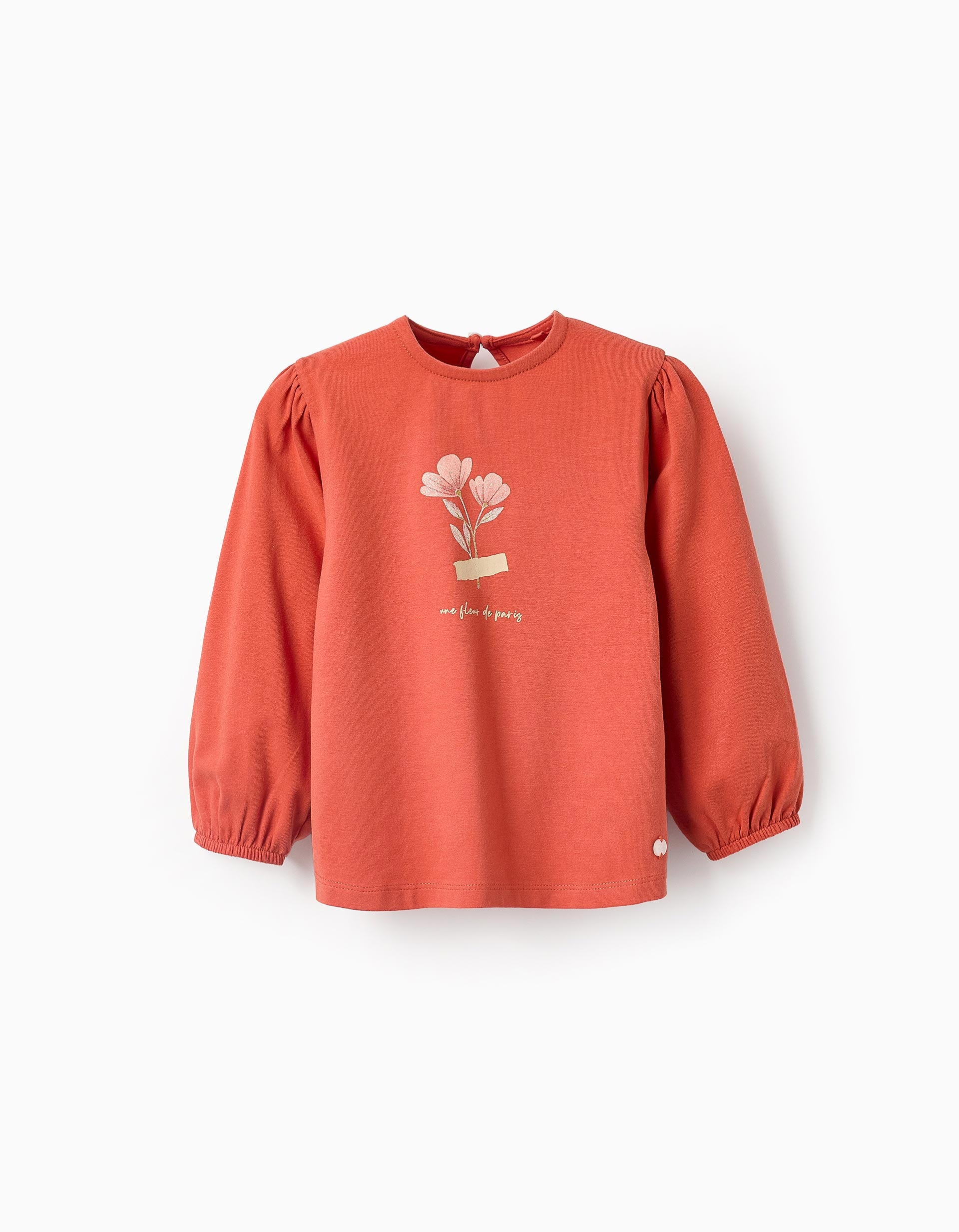 Long-sleeved T-shirt with Glitter for Baby Girls, Orange