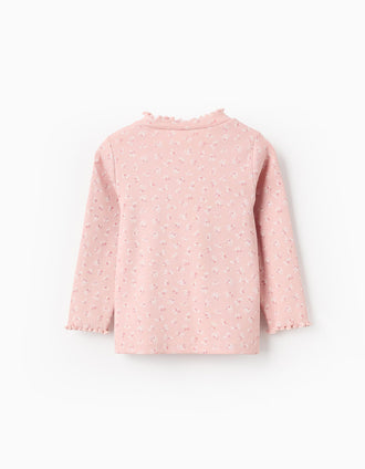 Camiseta Canalé Floral de Manga Larga para Bebé Niña, Rosa