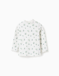 Camiseta Canalé Floral de Manga Larga para Bebé Niña, Blanco