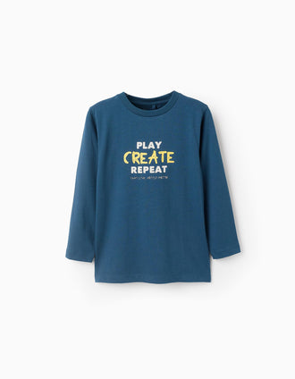 Camiseta de Manga Larga para Niño 'Create', Turquesa