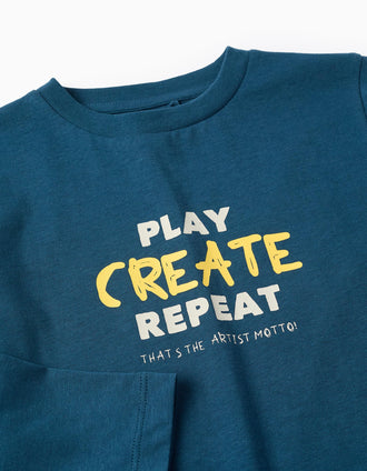 Camiseta de Manga Larga para Niño 'Create', Turquesa