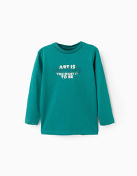T-shirt de Manga Comprida para Menino 'Art', Verde