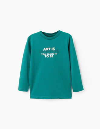 Camiseta de Manga Larga para Niño 'Art', Verde
