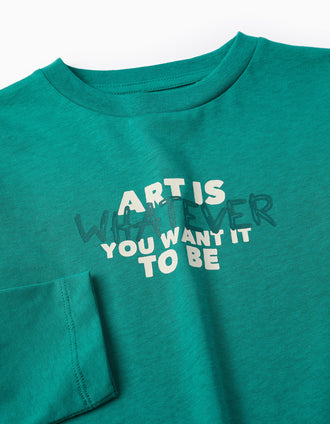 Camiseta de Manga Larga para Niño 'Art', Verde