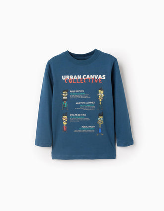 Camiseta de Manga Larga para Niño 'Urban Canvas', Turquesa