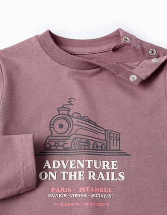 T-shirt à Manches Longues pour Bébé Garçon 'Rails', Violet