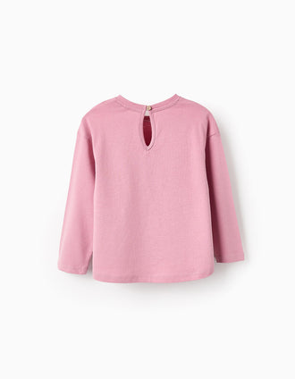 Camiseta de Manga Larga con Purpurina para Bebé Niña, Rosa