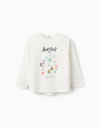 Camiseta de Manga Larga de Algodón para Bebé Niña 'NY', Blanco