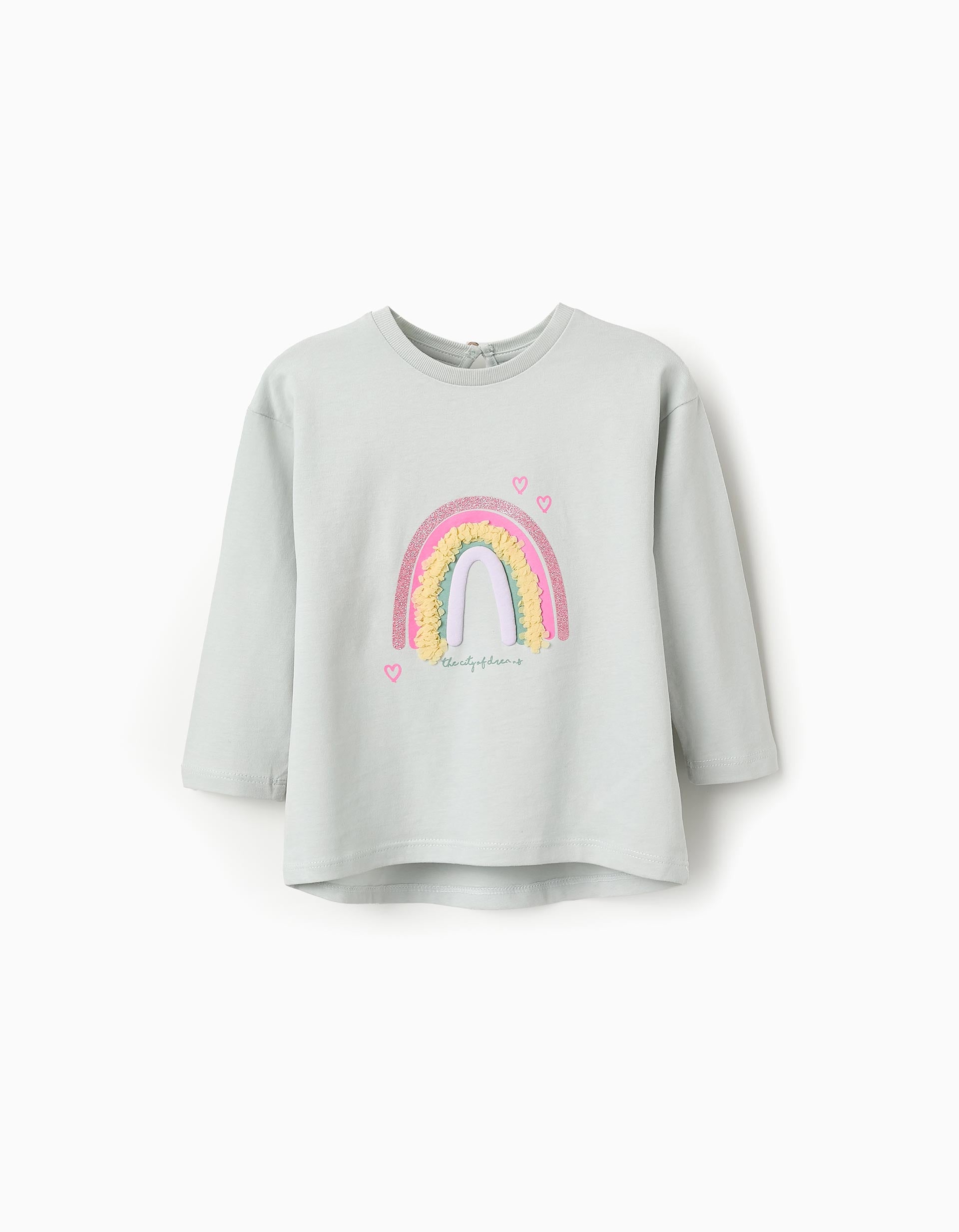 Long Sleeve Cotton T-shirt for Baby Girls 'Rainbow', Blue