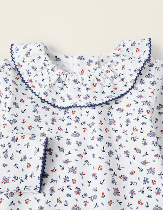 Body Floral com Renda para Recém-Nascida, Branco