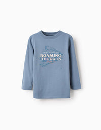 T-shirt de Manga Comprida para Menino 'Rails', Azul