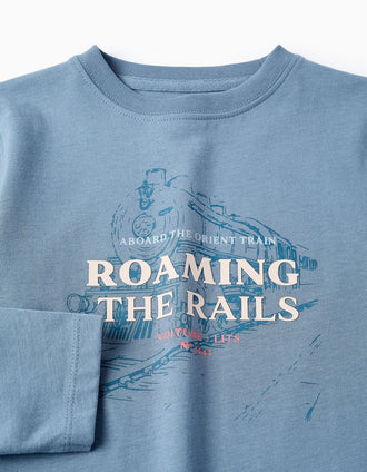 Camiseta de Manga Larga para Niño 'Rails', Azul