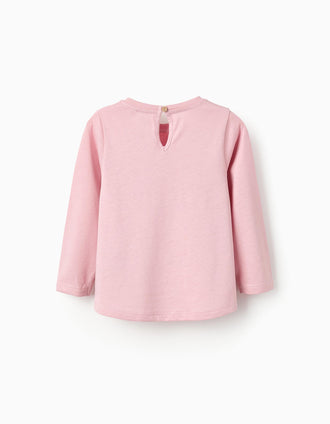 2 T-shirts de Manga Comprida em Algodão para Bebé Menina, Branco/Rosa