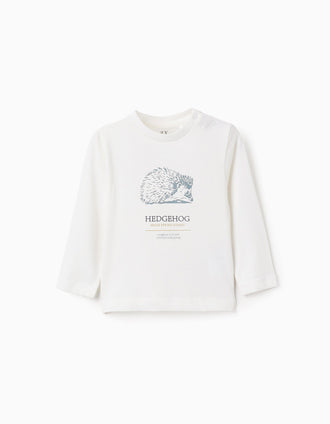 T-shirt à Manches Longues pour Bébé Garçon 'Hérisson', Blanc