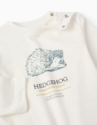 T-shirt à Manches Longues pour Bébé Garçon 'Hérisson', Blanc