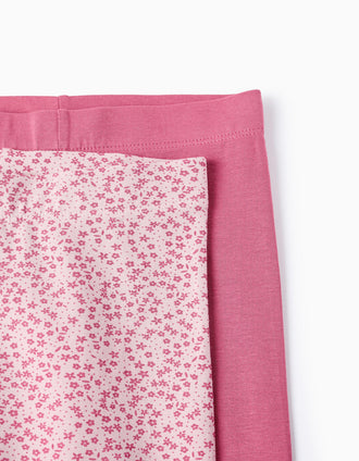 Pack 2 Leotardos para Niña 'Floral', Rosa Oscuro/Claro
