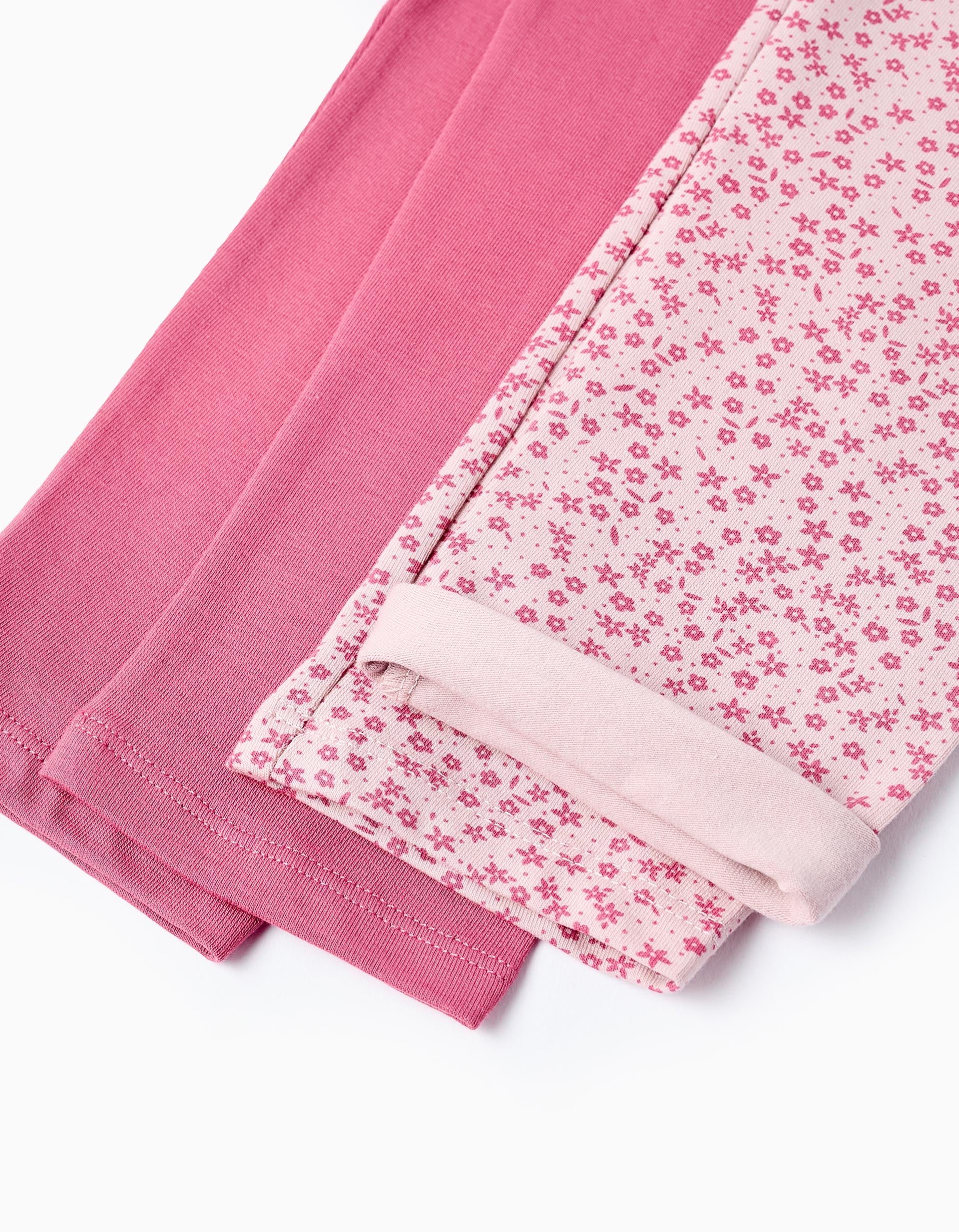 Pack 2 Leggings for Girls 'Floral', Dark/Light Pink