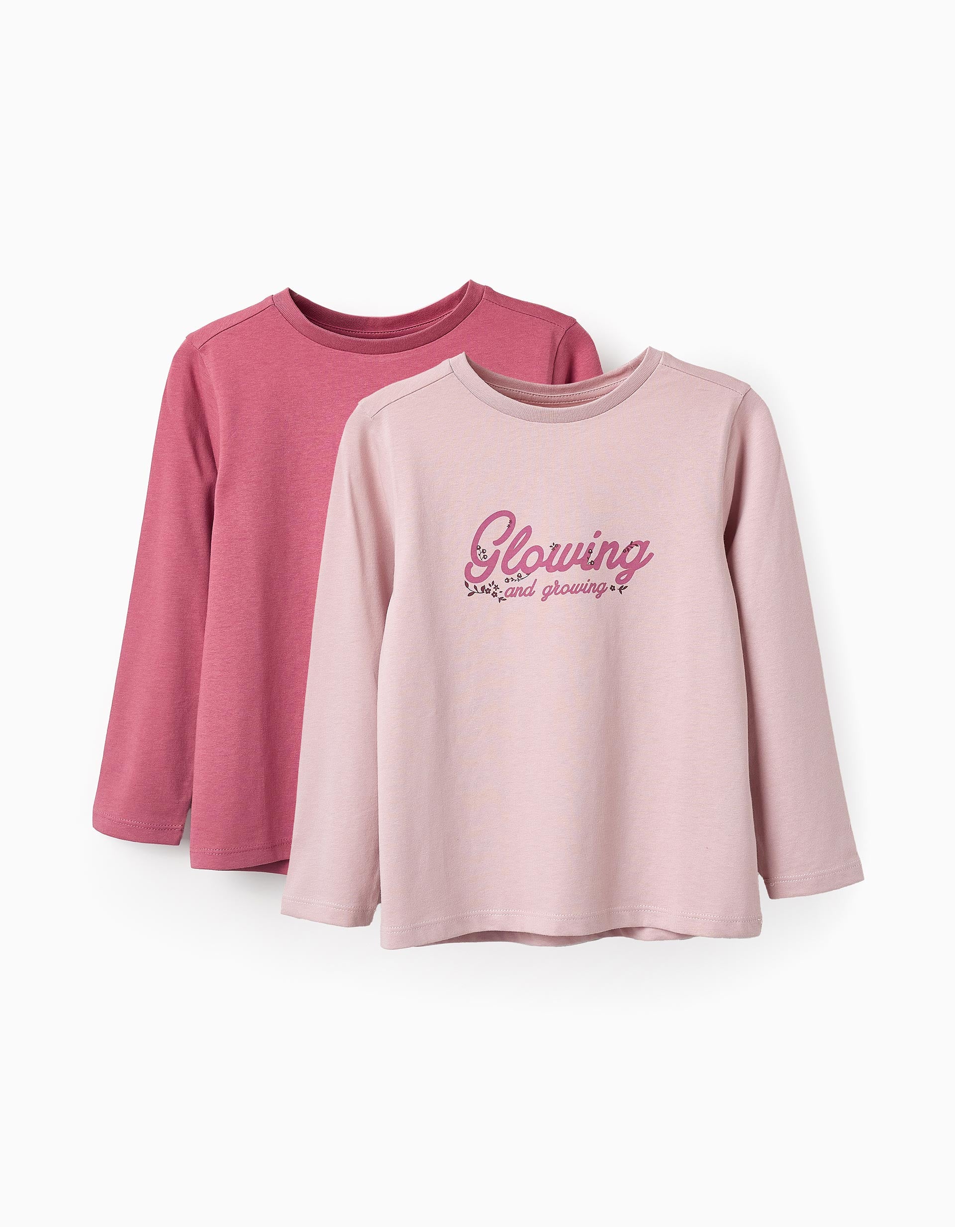 Pack de 2 T-shirts à Manches Longues pour Fille 'Glowing', Rose