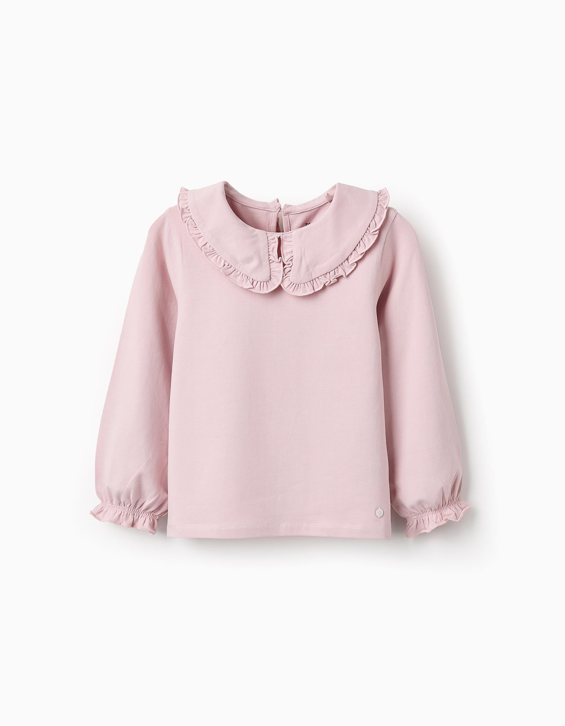 Long-sleeved T-shirt with Ruffles for Girls, Light Pink