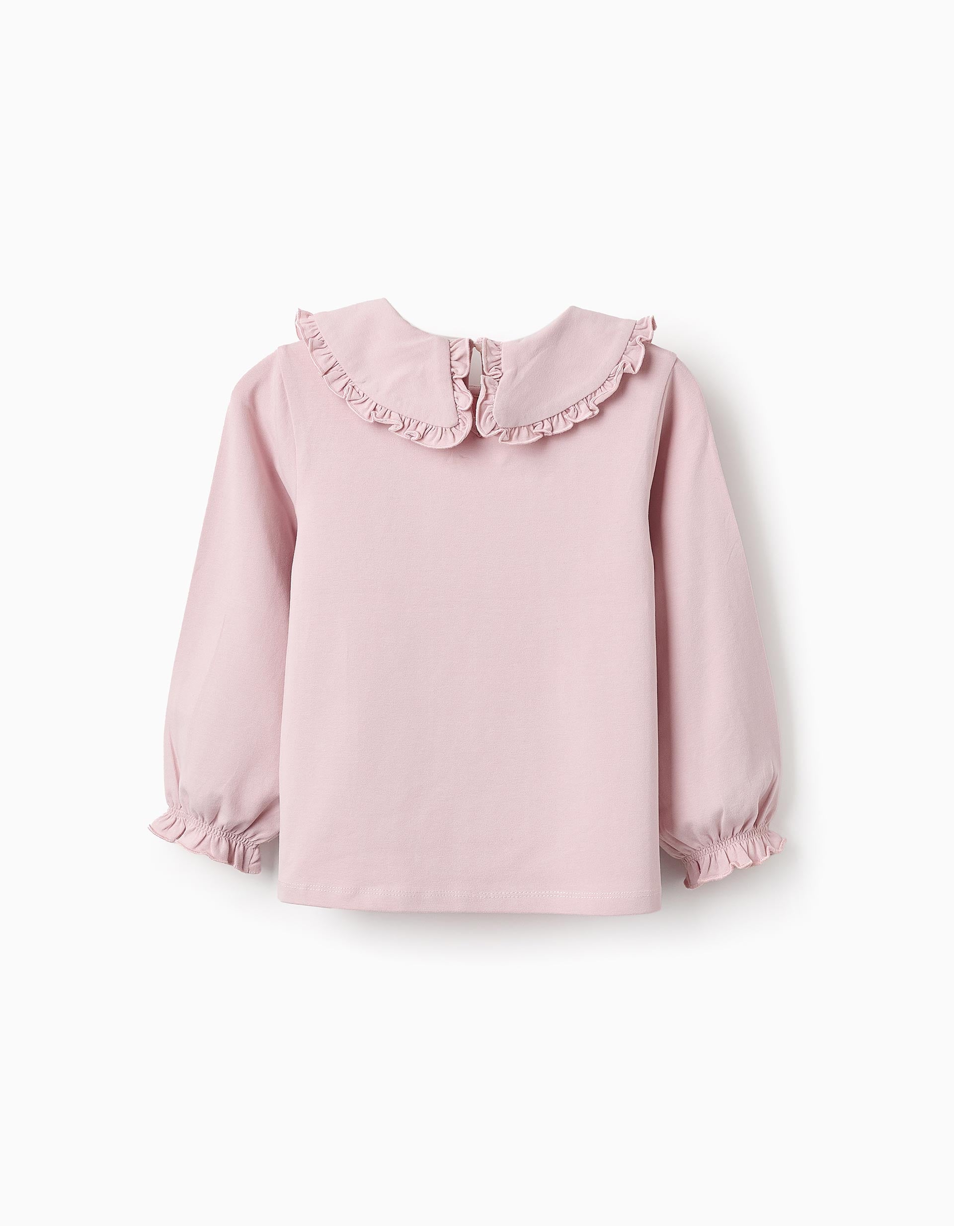 Long-sleeved T-shirt with Ruffles for Girls, Light Pink