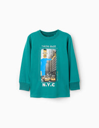 T-shirt de Manga Comprida para Menino 'Taking Over', Verde