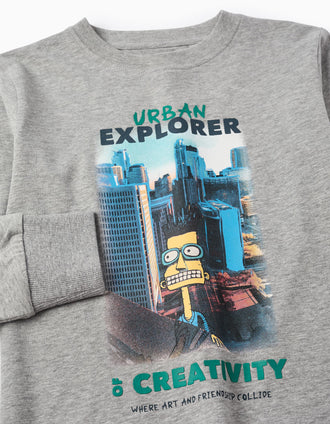 Camiseta de Manga Larga para Niño 'Urban Explorer', Gris