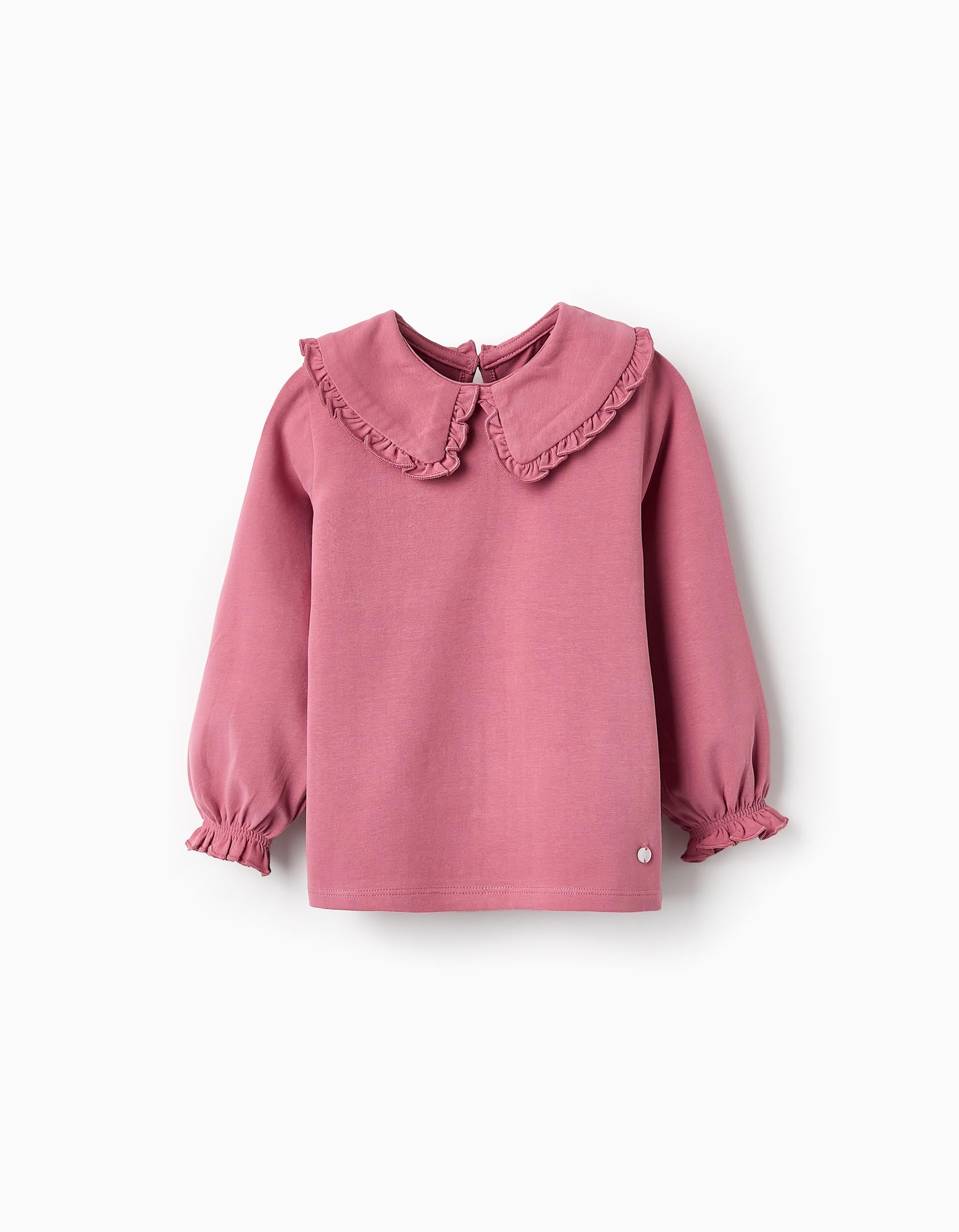 T-shirt with Peter Pan Collar and Frills for Baby Girls, Pink