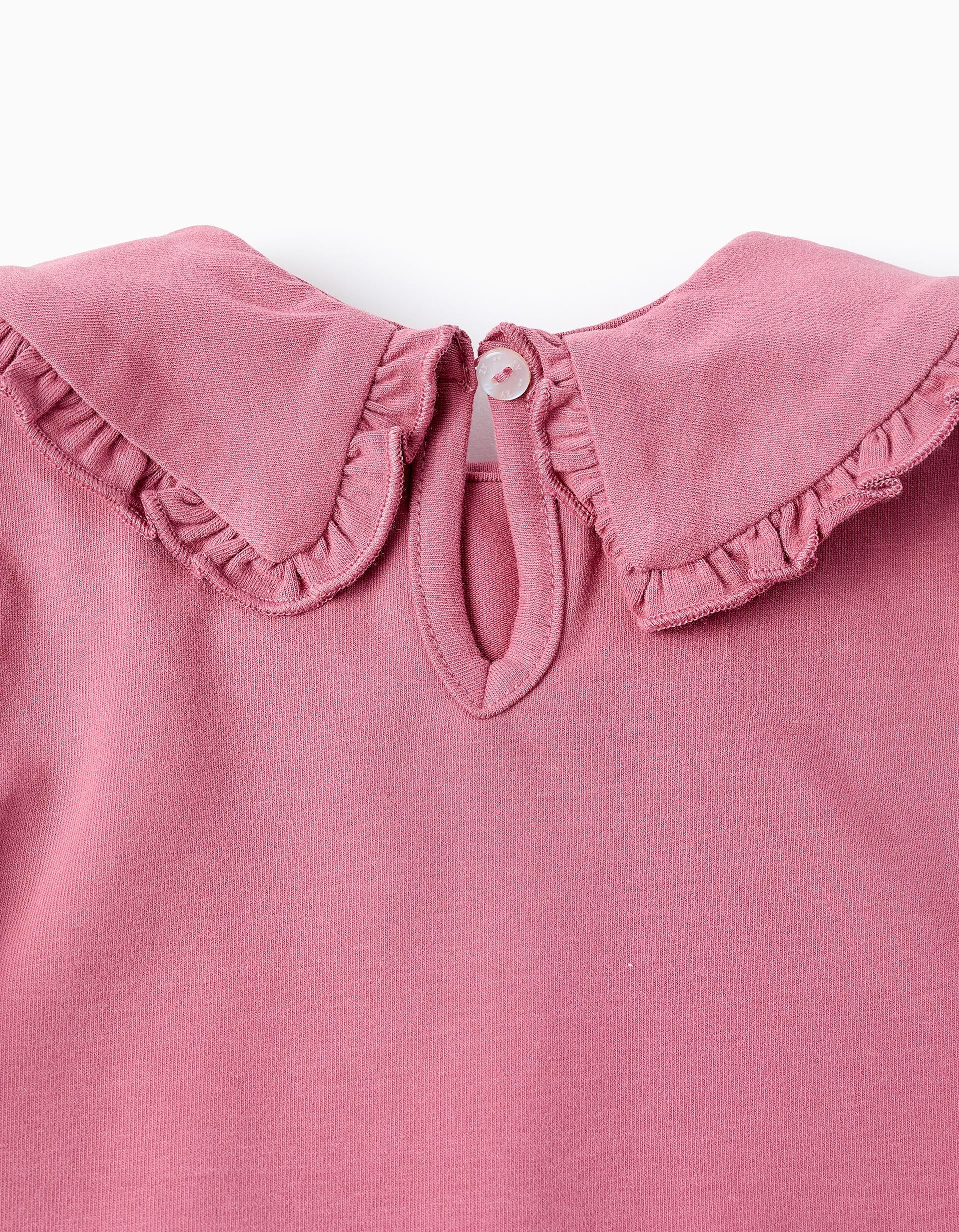 T-shirt with Peter Pan Collar and Frills for Baby Girls, Pink