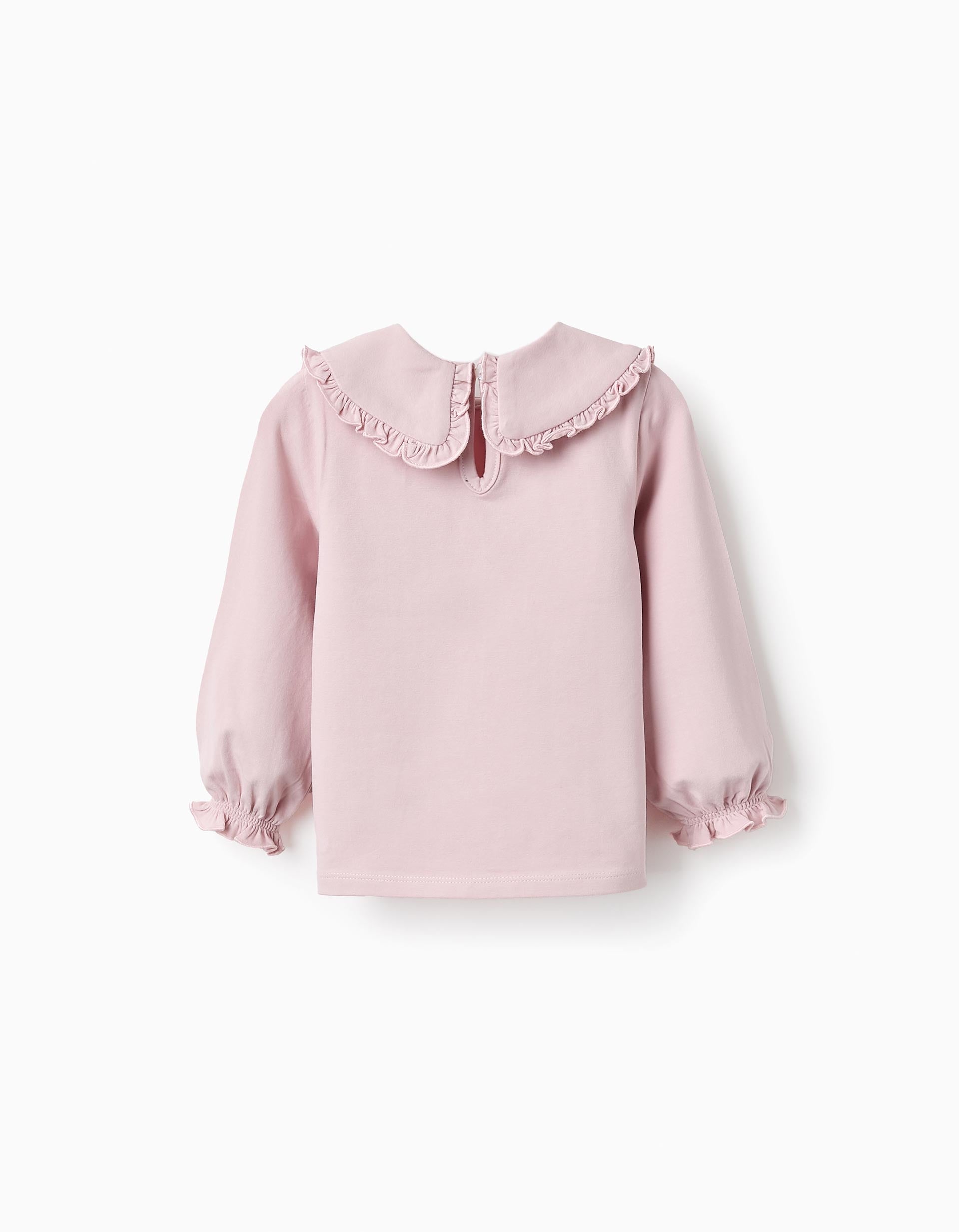 T-shirt with Peter Pan Collar and Ruffles for Baby Girls, Light Pink