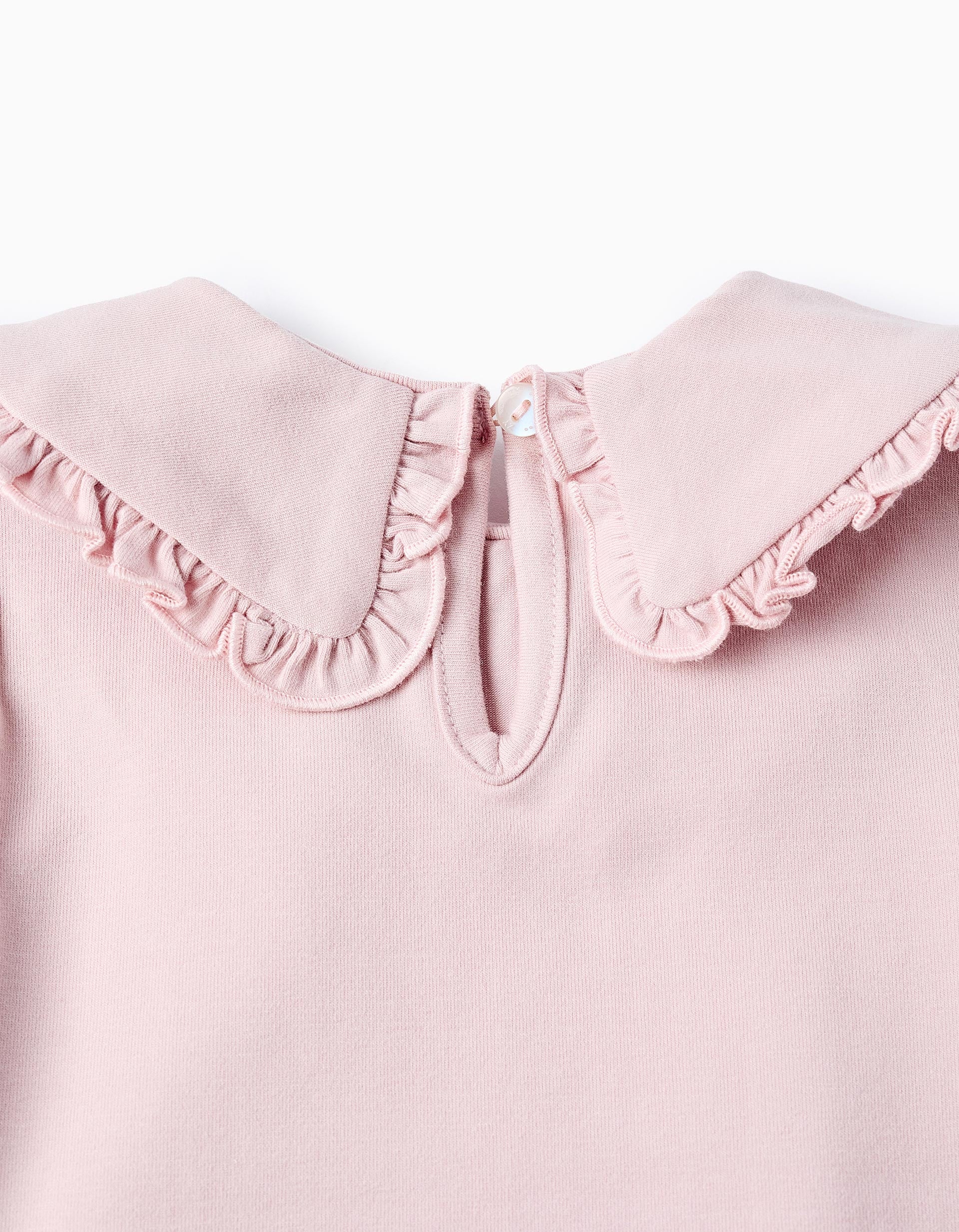 T-shirt with Peter Pan Collar and Ruffles for Baby Girls, Light Pink