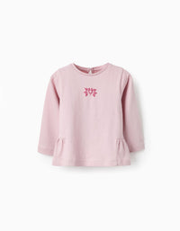 Camiseta de Algodón con Volantes para Bebé Niña, Rosa