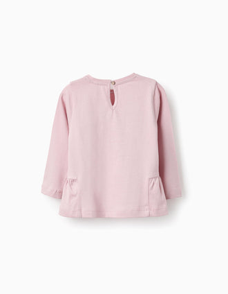 Camiseta de Algodón con Volantes para Bebé Niña, Rosa