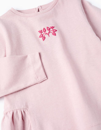 Camiseta de Algodón con Volantes para Bebé Niña, Rosa