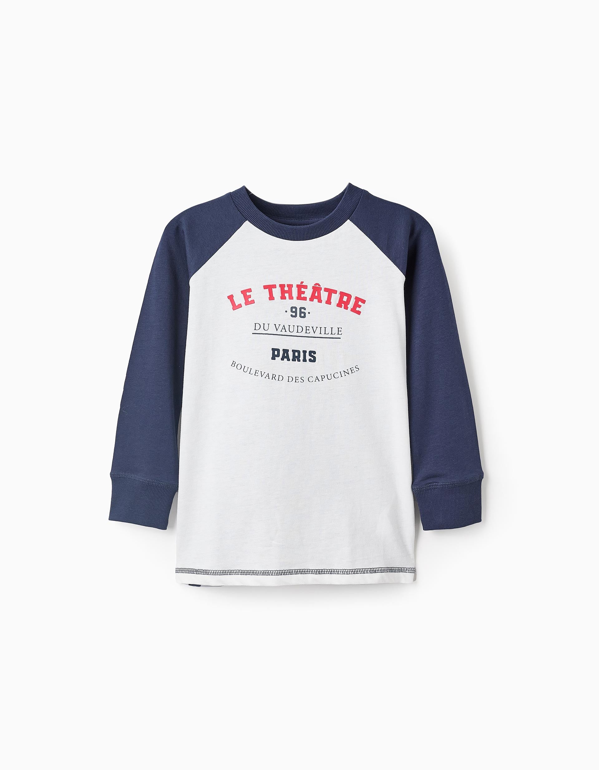 Long-sleeved T-shirt for Boys 'ZY Paris', Blue/White