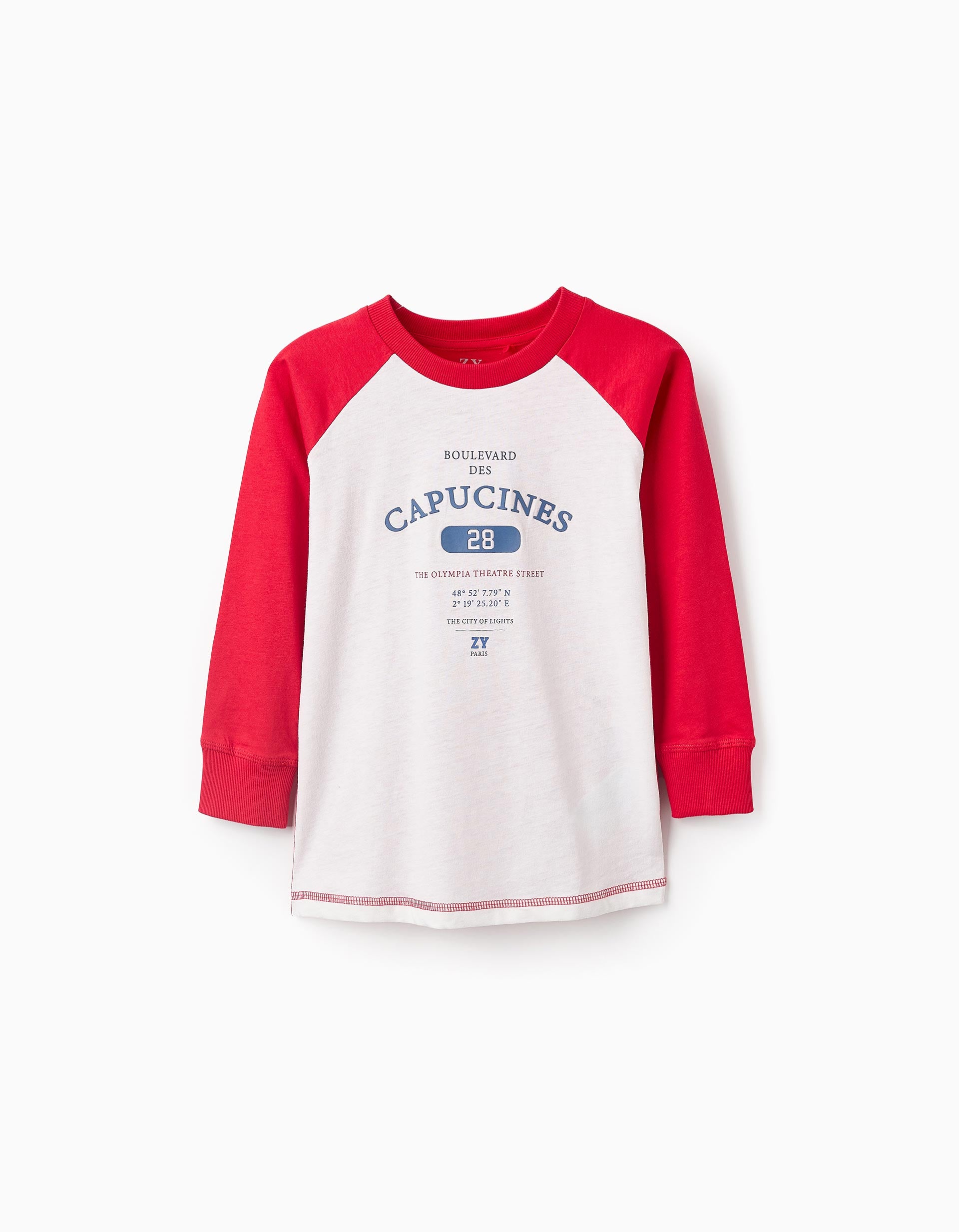 Long-sleeved T-shirt for Boys 'ZY Paris', Red/White