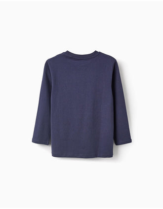 Pack 2 T-shirts de Manches Longues pour Garçon 'Engine', Bleu/Orange