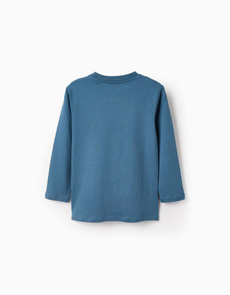 Pack 2 T-shirts de Manches Longues pour Garçon 'Motor', Blanc/Turquoise
