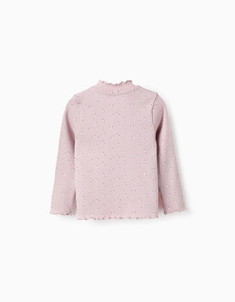 Jersey Acanalado Floral para Bebé Niña, Rosa