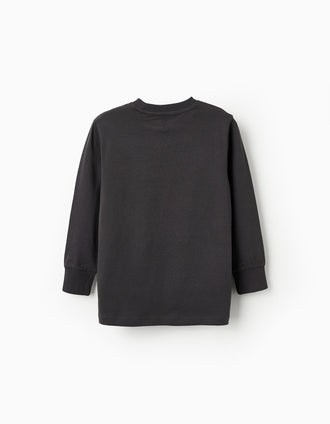 Camiseta de Manga Larga de Algodón para Niño 'City', Gris Oscuro
