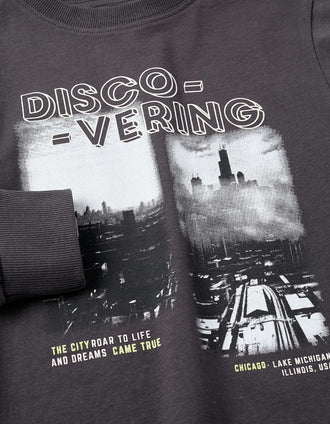 Camiseta de Manga Larga de Algodón para Niño 'City', Gris Oscuro