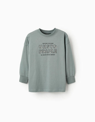 Camiseta de Manga Larga de Algodón para Niño 'Chicago', Azul