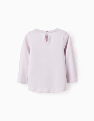 T-shirt de Algodão para Bebé Menina 'Arco-íris', Lilás