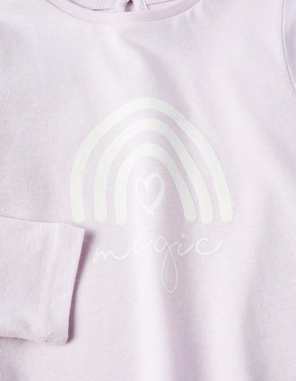 T-shirt de Algodão para Bebé Menina 'Arco-íris', Lilás