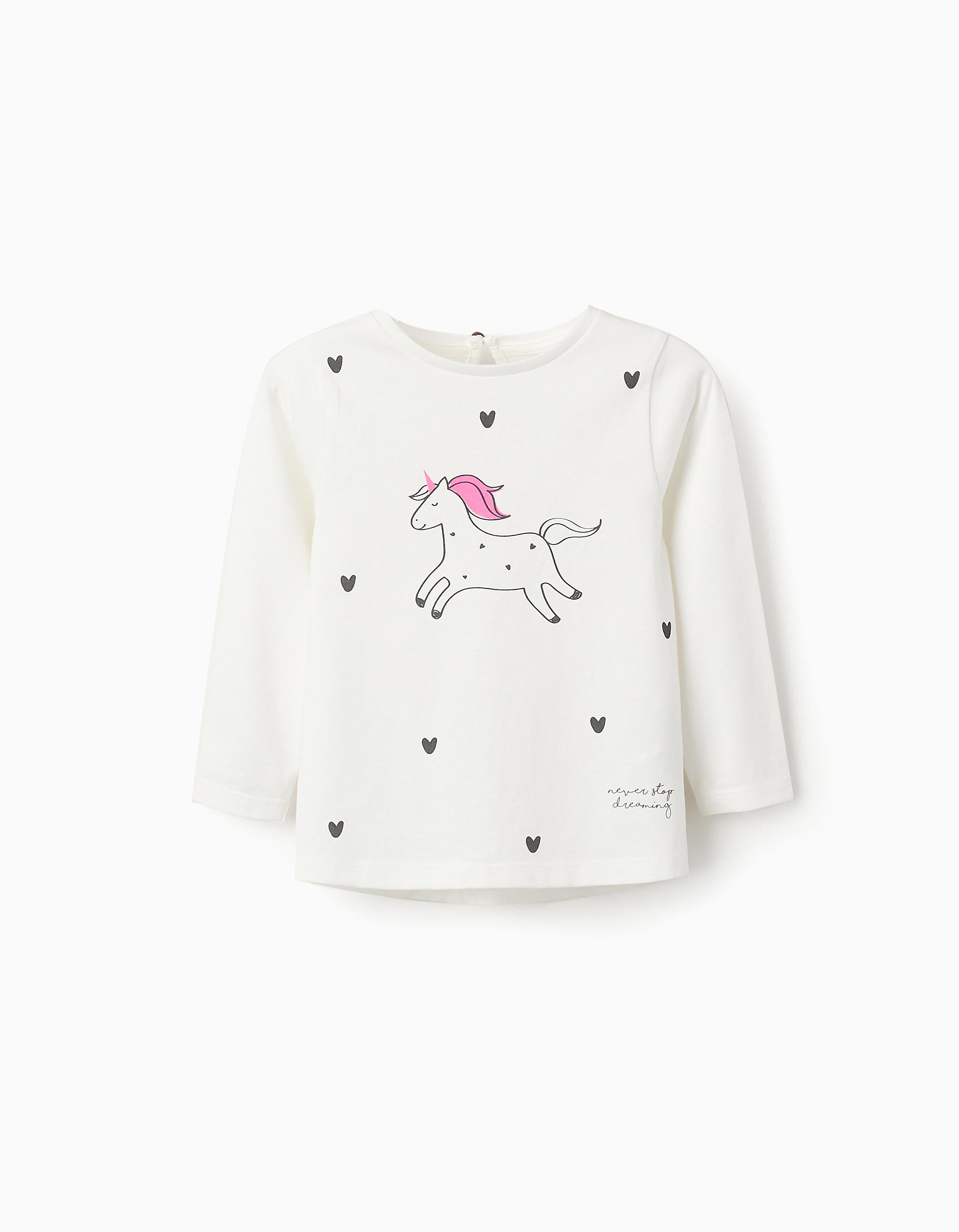 Long-sleeved T-shirt for Baby Girls 'Unicorn', White